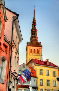 建筑物在爱沙尼亚首都塔林的历史中心