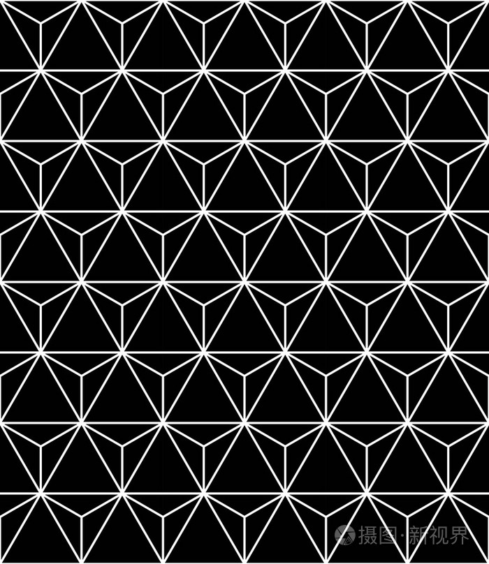 矢量现代无缝神圣几何图案,黑色和白色抽象几何背景,时尚的打印, 单色