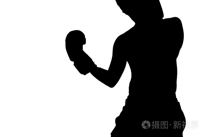 拳击手的剪影