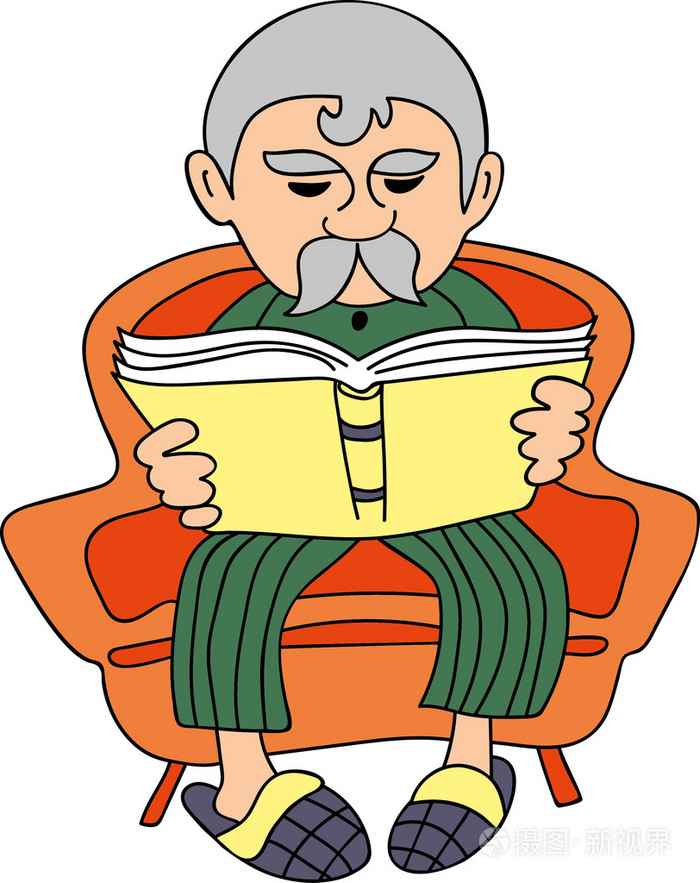 矢量祖父读一本书