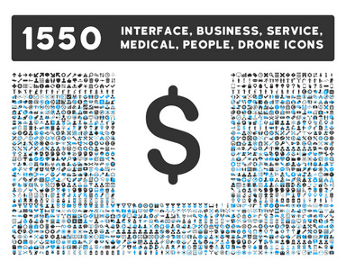 美元图标和更多接口 业务 工具 人，医疗，奖平面矢量图标
