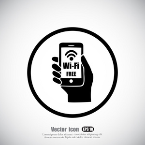 智能手机和免费 wifi 图标