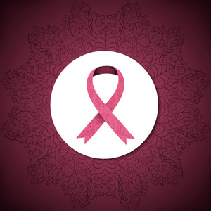 对抽象的粉红色背景乳腺癌华丽丝带