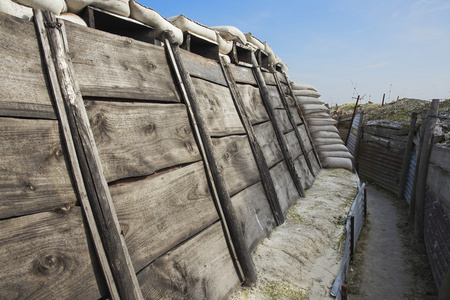 西部战线massiges 的战壕内的视图照片