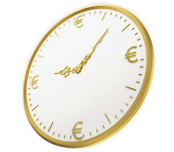 时钟与欧元作为数字 se 真实感金色渲染