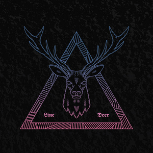 线条样式抽象矢量鹿头图,以一种线条形式排列照片