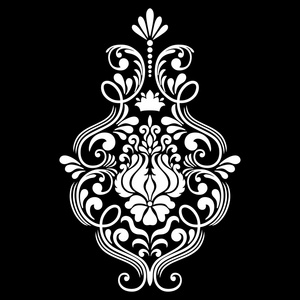 白花饰品或黑色背景边框照片