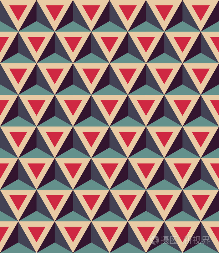 矢量现代无缝彩色几何图案3三角形