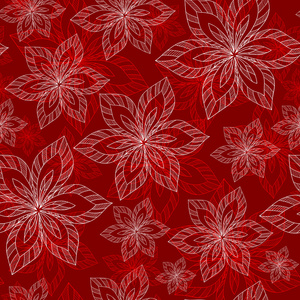 白色和红色的大花在红色背景矢量无缝ab上