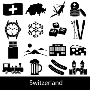 瑞士国家主题符号图标设置 eps10