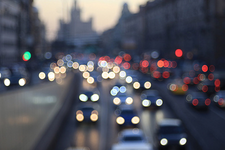 背景模糊夜间城市道路照片