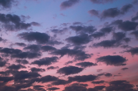 日落云量中的蓝色和粉红色的夜空