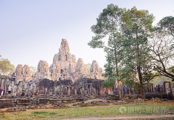 在复杂的吴哥巴戎寺，柬埔寨，暹粒