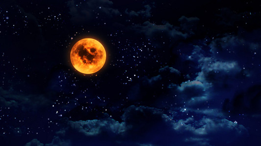 南瓜的橘黄色的月亮的宽图片