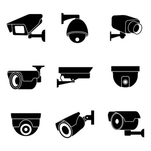 办公室安防摄像头闭路电视监控安防监控网络上安防监控镜头,央视矢量