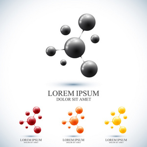 现代集的标识图标 dna 和分子。医学 科学 技术 化学 生物技术的矢量模板
