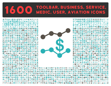 销售趋势图标与大象形图集合
