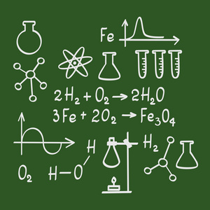 化学图标和在学校董事会的公式