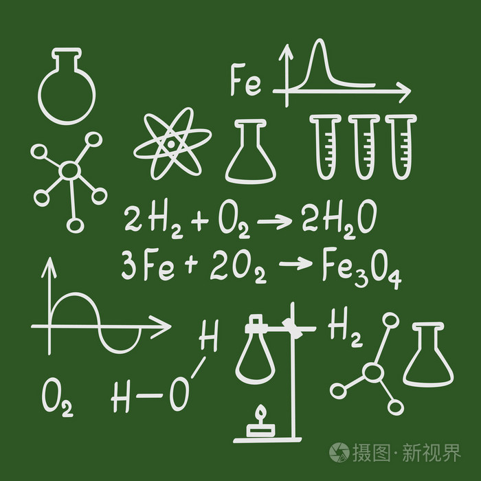 化学图标和在学校董事会的公式