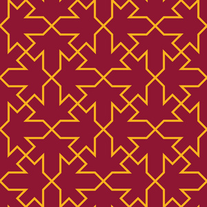 无缝豪华葡萄酒红色和黄色伊斯兰时尚传统几何装饰图案矢量