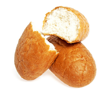 在白色背景上孤立的小麦面包