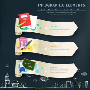 带有横幅的教育信息图设计元素