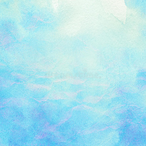 画抽象水彩画水，海，云和
