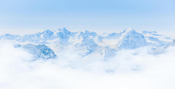 少女峰地区蓝天雪山景观
