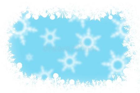 圣诞蓝色背景雪花和灯光