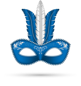 带蓝色羽毛面具图片