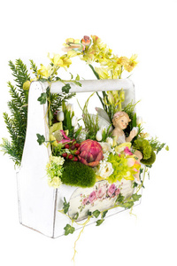 用复古设计花瓶装饰人造塑料花