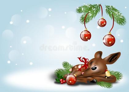 圣诞背景与小鹿