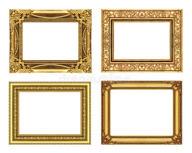 4套复古金框，空白，裁剪路径。