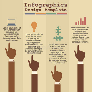 带手和文本的信息图模板。矢量