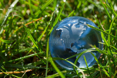 草地上的玻璃球