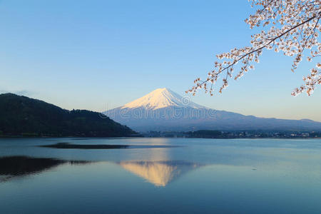 富士山，川口子湖风景