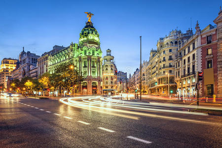 西班牙马德里，gran via cityscape