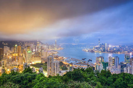 中国香港城市天际线
