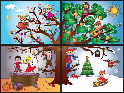 四季卡通图片
