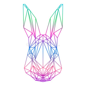 多边形抽象兔子轮廓画在一个连续的林照片