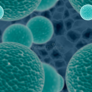 蓝色背景的细菌或病毒球