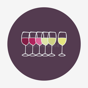 酒杯图标。红葡萄酒白葡萄酒和玫瑰酒。