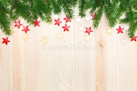 圣诞木背景，冷杉树和星星