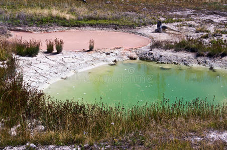 黄石国家公园黄石湖附近的温泉