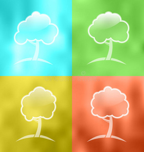 四个季节性的树木图标