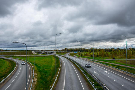 公路景观，大片云层