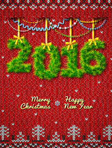 新的一年 2016年的树枝作为圣诞节装饰