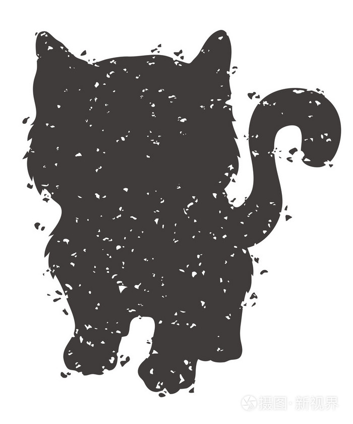 猫带纹理的剪影插画-正版商用图片1kk81u-摄图新视界