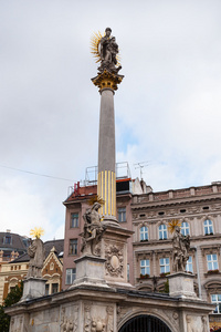 瘟疫列在布尔诺老城自由广场