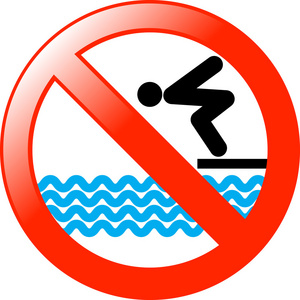 禁令 横幅 海滩 板 按钮 谨慎 保险开关,危险,危险,深,潜水,潜水,禁止